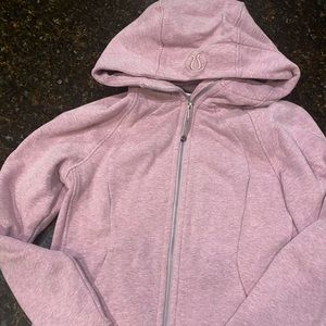 Lululemon Athletica Scuba Plush Heathered Pink Taupe Full Zip Up Hoodie 10 EUC